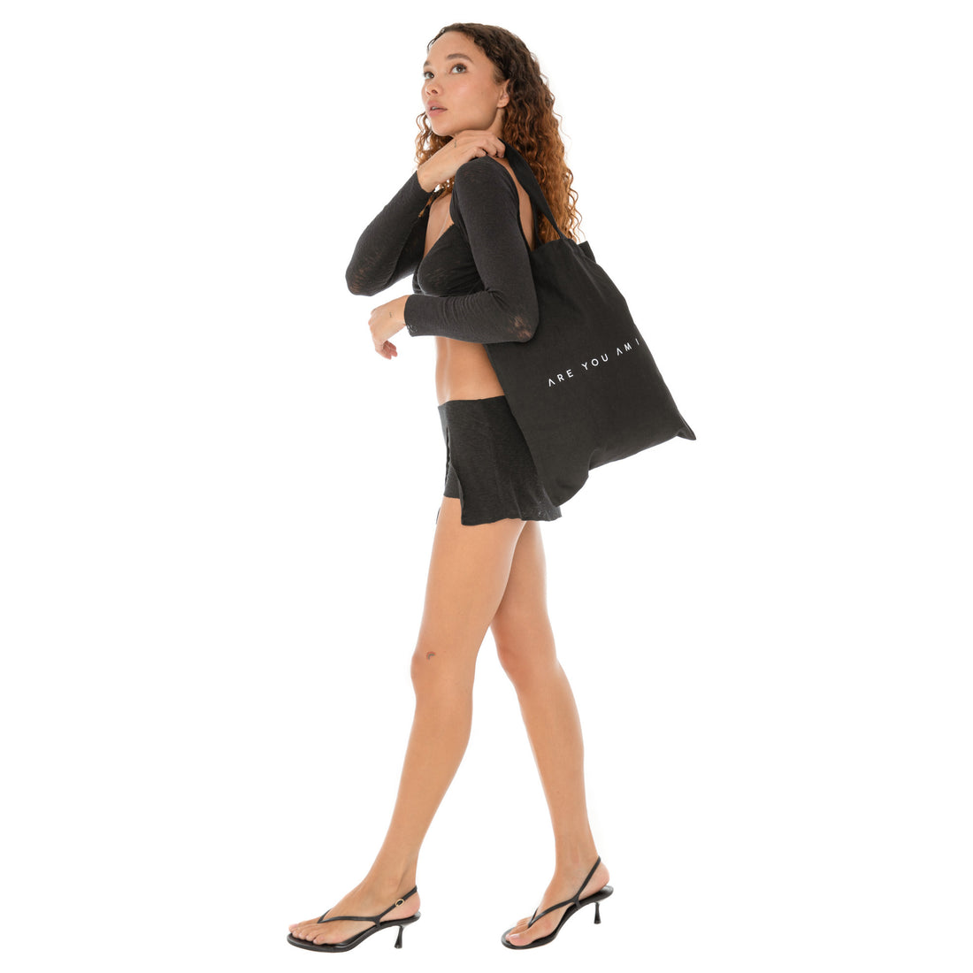 Are You Am I - square tote**black