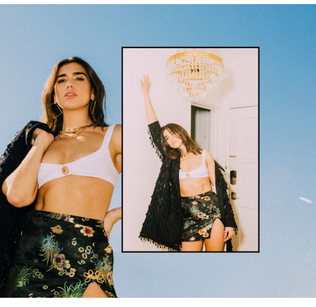 Dua Lipa in the Kir Bra and Jia Skirt for Refinery 29