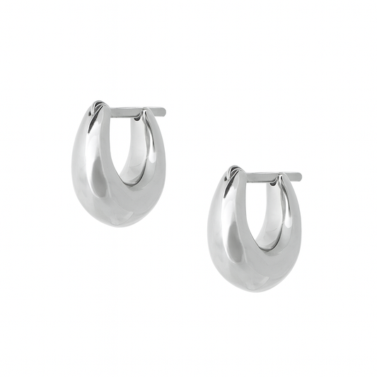 Sterling silver Fala huggie hoop earrings with high-polish puffed silhouette
