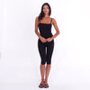 Model wearing and moving in the Miia Capri in Black, showing the fit and silhouette from multiple angles **black