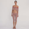 Model showing the Lyli Capri in Cherry Blossom and matching Bibi Top from multiple angles **cherry blossom
