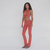 Video of Are You Am I Clio Pant in Cayenne, low-rise flare in soft ribbed stretch fabric **cayenne