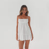 Video of model wearing the Miette Dress in ivory, showing movement, drape, and lightweight feel