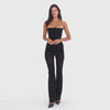 Video: Model wearing and moving in the ARE YOU AM I Sunniva Pant in black, a sheer low-rise pant with a slim flared silhouette **black